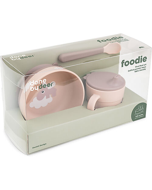 Set Pappa Foodie - Ciotola Tazza e Cucchiaio - Happy Clouds Rosa Cipria