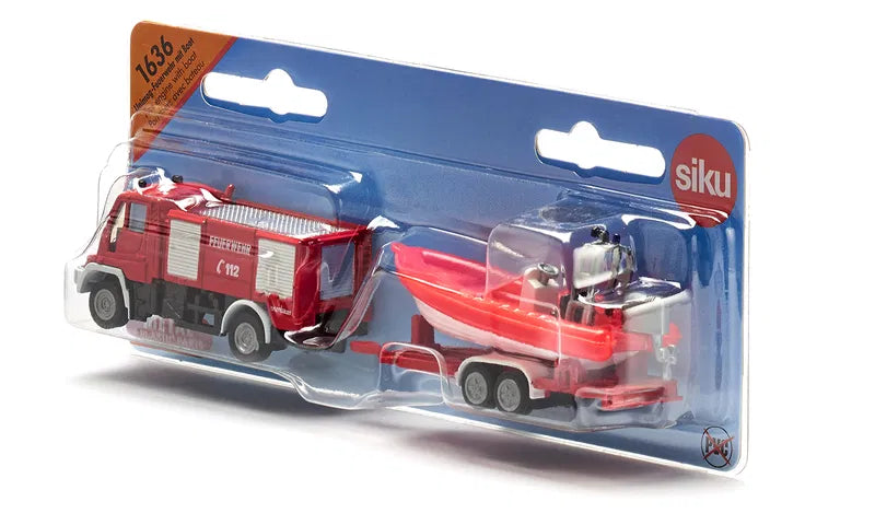 Modellino Camion Vigili del Fuoco con Rimorchio e Motoscafo