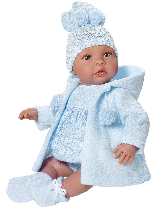Bambola Leo 46cm Cappotto e Cappello Azzurri