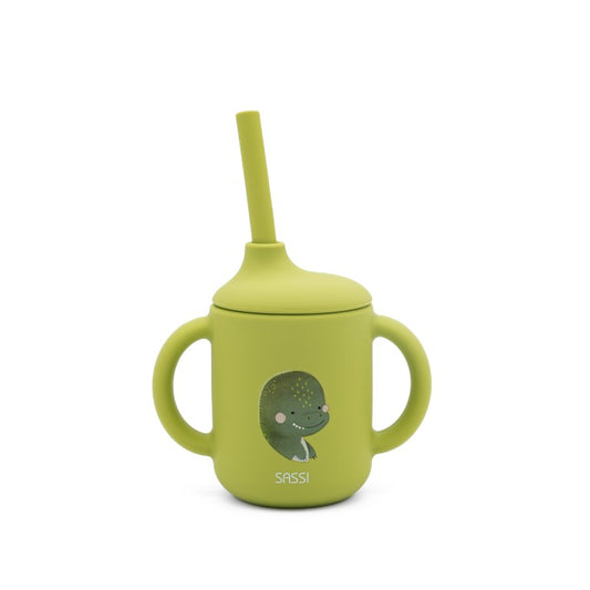 Bicchiere con Cannuccia in Silicone Dinosauro Cracky