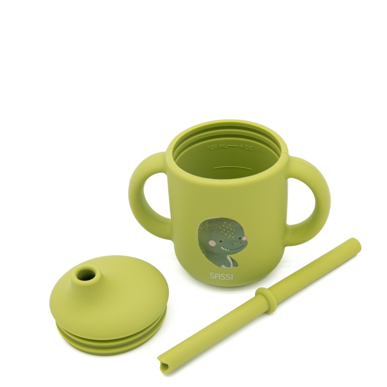 Bicchiere con Cannuccia in Silicone Dinosauro Cracky