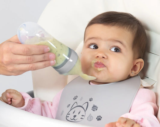 Cucchiaio dispensatore di pappa azzurro