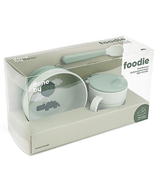 Set Pappa Foodie - Ciotola Tazza e Cucchiaio - Happy Clouds Verde