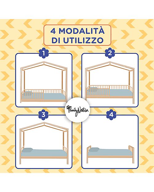 Letto Montessori Evolutivo Evi 4 in 1 - 200x90 cm