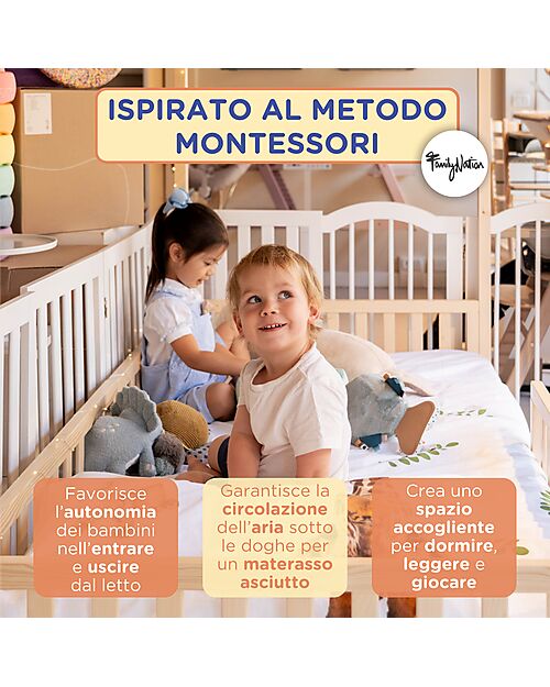 Letto Montessori Evolutivo Evi 4 in 1 - 200x90 cm