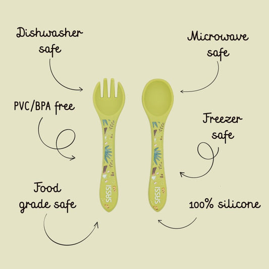 Posate in Silicone Dinosauro Cracky